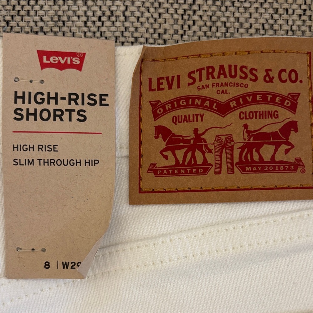 Levi's White High-Rise Cutoff Denim Shorts - Picture 2 of 3